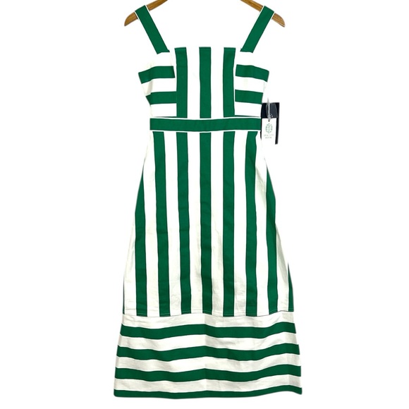 NWT Tuckernuck HYACINTH HOUSE Green & White Striped Hooper Denim Midi Dress XS - Picture 7 of 12